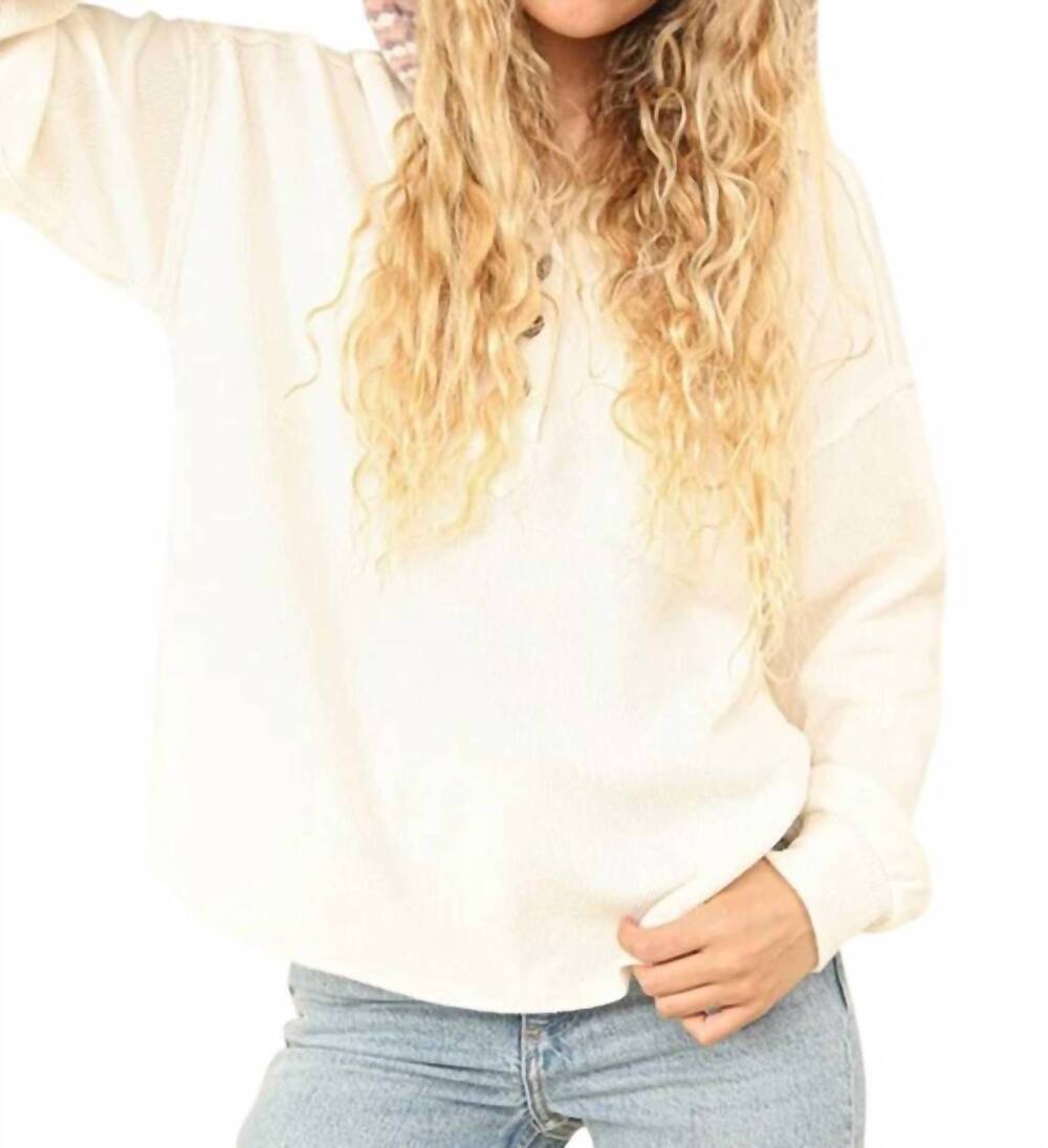 NEW VERY J oversized seam detailed drop shoulder hooded sweater in cream
